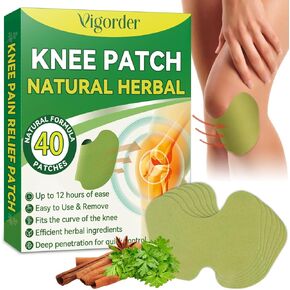Knee Pain Relief Patch, Warming Herbal Plaster Pain Patches, Knee Patches for Pain Relief Bone on Bone Extra Strength,12 Hour Long Lasting Relief of Joint Pains (40 Pcs)