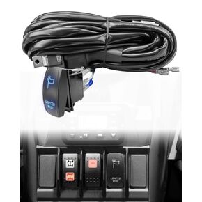 Lighted Whip Wiring Harness Kit Fit for Polaris RZR Ranger Can-Am Maverick X3 Defender CFmoto Talon KRX YXZ, Rocker Switch for 12V UTV ATV 10A Blade Fuse, 3 Pin