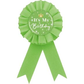 Green It's My Birthday Tinplate Crown Badge for Girl Women -Happy Birthday Party Button Brooch