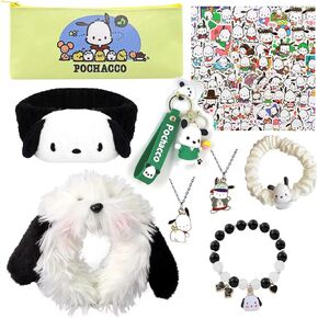 مجموعة هدايا Kawaii Pochacco اللطيفة Pochacco بما في ذلك عصابات رأس Hairpin Cosmetic Pouch Betcelaces ملصقات سلسلة مفاتيح ...