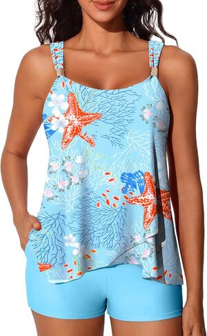 Summer Mae Womens Tankini Swimsuits Ruffle Bathing Suits 2025 Swimming Suits Tummy Control High Waisted Shorts in Saudi Arabia
