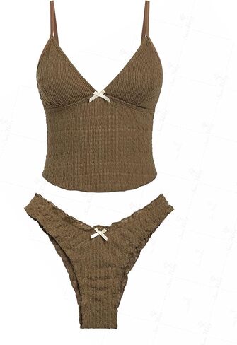 Seamoly Lace Jacquard Bowknot ديكور مجموعة Tankini in Kuwait