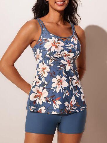 Summer Mae Womens Tankini Swimsuits 2025 Two Piece Bathing Suits Tummy Control Ruched Swim Suits with Shorts in Saudi Arabia