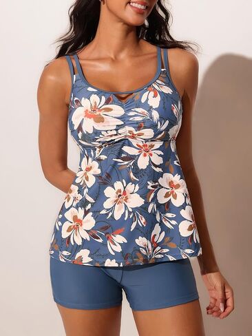 Summer Mae Womens Tankini Swimsuits 2025 Two Piece Bathing Suits Tummy Control Ruched Swim Suits with Shorts in Saudi Arabia