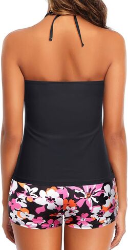 Women 2 Piece Tankini Set - High Neck Tummy Control Swimsuit with Shorts 2025 Halter Bathing Suit Swimwear in Saudi Arabia