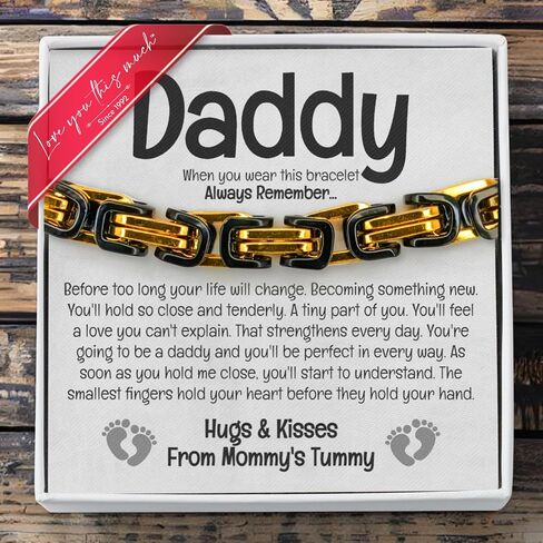 أحبك يا أبي كثيرًا لتكون سوارًا من الصلب مع بطاقة ، هدية لتوقع أبي من Bump و Distuntal Dad أن يكون حاضرًا في عيد الأب in Kuwait