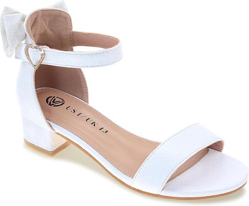 Vonair Girls Sandals Low Heels Ankle Strap Cute Heart Bow Design Flower Girls Wedding Party Dress Shoes for Little Big Kid in Saudi Arabia