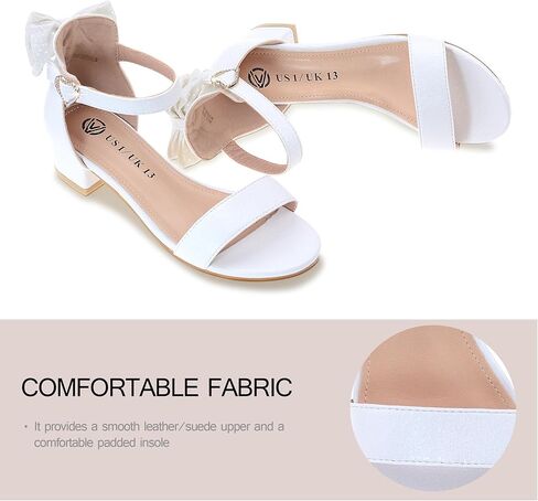 Vonair Girls Sandals Low Heels Ankle Strap Cute Heart Bow Design Flower Girls Wedding Party Dress Shoes for Little Big Kid in Saudi Arabia