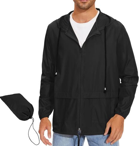 Durio Packable Rain Jacket Mens Waterproof with Hood Lightweight Raincoat for Men Hiking Cycling Windbreaker in Saudi Arabia