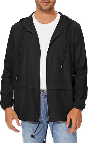 Durio Packable Rain Jacket Mens Waterproof with Hood Lightweight Raincoat for Men Hiking Cycling Windbreaker in Saudi Arabia