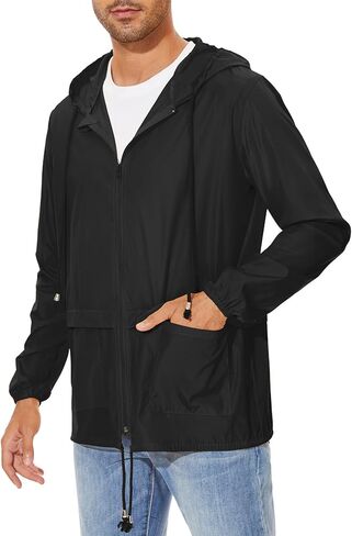 Durio Packable Rain Jacket Mens Waterproof with Hood Lightweight Raincoat for Men Hiking Cycling Windbreaker in Saudi Arabia