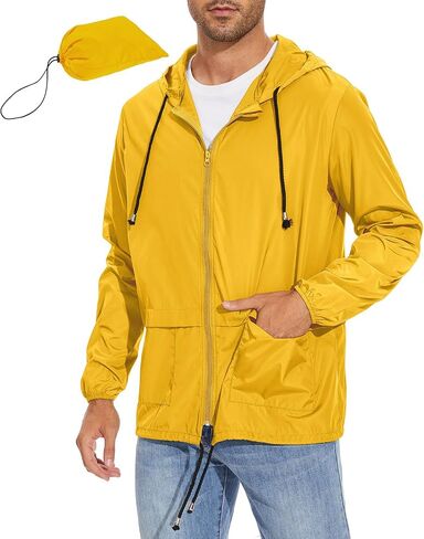 ستار Century Star Rain Rain Stuck رجالي مقاوم للماء معطف المطر مع القمامة مع السترات الخفيفة الوزن للغولف المشي لمسافات طويلة in Saudi Arabia