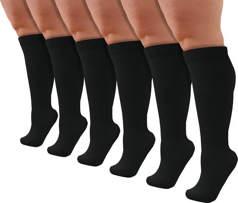 Winterlace Womens Queen Size Trouser Socks 6-Pairs Knee High Thin Nylon Dress Socks Stretchy Silky Soft in Saudi Arabia