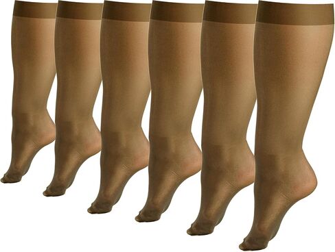 Winterlace Womens Queen Size Trouser Socks 6-Pairs Knee High Thin Nylon Dress Socks Stretchy Silky Soft in Saudi Arabia
