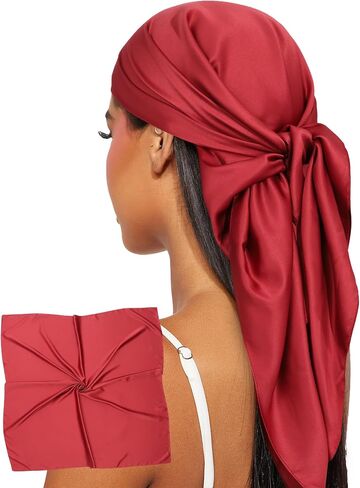 AWAYTR 35" Satin Head Scarves Women Like Silk Scarf Hair Bandanas Women Matte Neck Scarf Head Wrap Hair Headscarf in Saudi Arabia