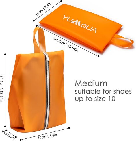 Water Resistant Travel Shoe Bags, Durable TPU Shoe Pouch, Shoe Storage Organizer with Zipper for Women Men Kids, Orange in Kuwait