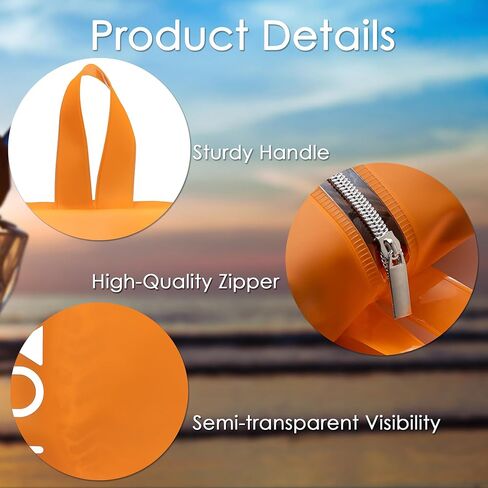 Water Resistant Travel Shoe Bags, Durable TPU Shoe Pouch, Shoe Storage Organizer with Zipper for Women Men Kids, Orange in Kuwait
