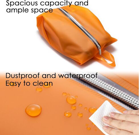 Water Resistant Travel Shoe Bags, Durable TPU Shoe Pouch, Shoe Storage Organizer with Zipper for Women Men Kids, Orange in Kuwait