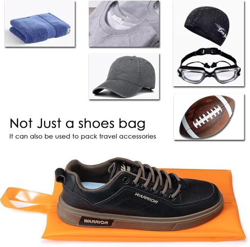Water Resistant Travel Shoe Bags, Durable TPU Shoe Pouch, Shoe Storage Organizer with Zipper for Women Men Kids, Orange in Kuwait