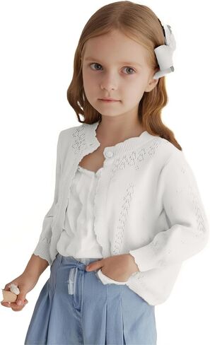 Danny D Toddler Girls Open Front Shrug Cardigan Children Knit Long Sleeve Bolero with Button Closure for 2Years-7Years in Saudi Arabia