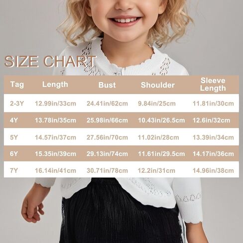 Danny D Toddler Girls Open Front Shrug Cardigan Children Knit Long Sleeve Bolero with Button Closure for 2Years-7Years in Saudi Arabia