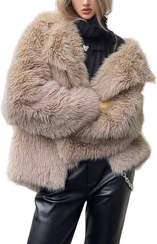 Fluffy Faux Fur Parka Outwear Outwear Over in Kuwait