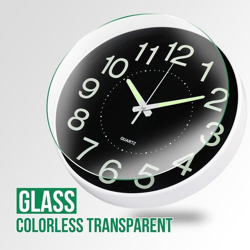 Night Light Wall Clock 12 Inch Non-Ticking Silent Luminous Decor Clock Black Round Glow in The Dark Battery Operated Wall Clocks for Home/Garage/Office/Living Room/Bedroom/Kitchen in Saudi Arabia