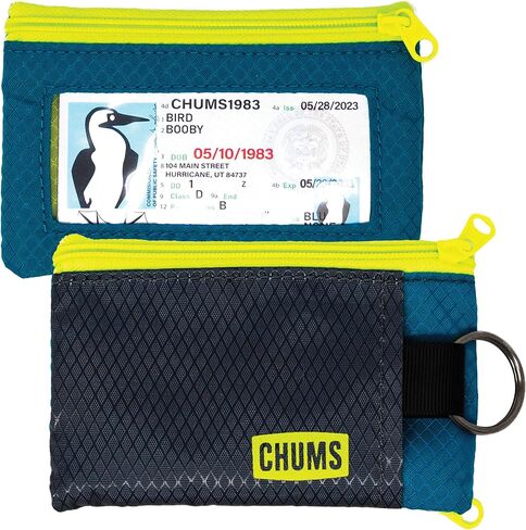 CHUMS SURFSHORTS Wallet - محفظة ضئيلة الوزن مع بطاقة حظر RFID ونافذة معرف واضحة - سحاب ، محفظة الحد الأدنى مع حلقة المفتاح - ألوان صلبة in Kuwait