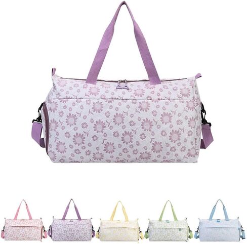Cute Floral Duffle Bag for Travel,Gym Bag for for Girl/Women,Waterproof Overnight Bag Dance Bag with Shoes Compartment & Wet Pocket,Flower Sports Duffel Bag Weekender Bags(Yellow) in Kuwait