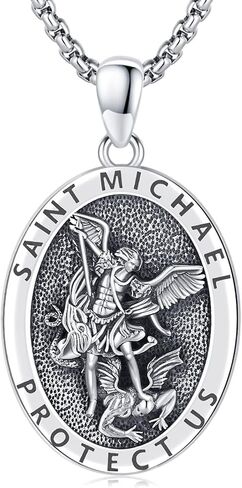 Saint Necklace S925 Sterling Silver Patron St Amulet Medal Protection Pendant Jewelry for Men Women in Saudi Arabia
