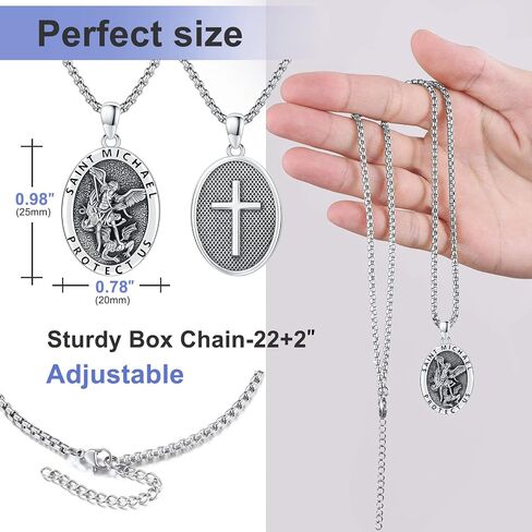 Saint Necklace S925 Sterling Silver Patron St Amulet Medal Protection Pendant Jewelry for Men Women in Saudi Arabia