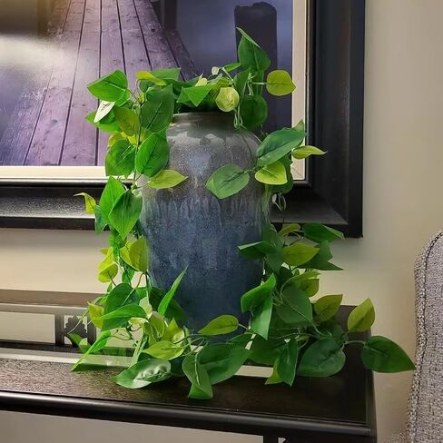 BLEUM CADE Fake Hanging Plants, 2pcs Artificial Hanging Plant, Faux Pothos Vines Hanging Plant Greenery for Wall Home Living Room Indoor Outdoor Decor (No Baskets) in Saudi Arabia