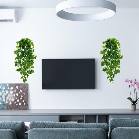 BLEUM CADE Fake Hanging Plants, 2pcs Artificial Hanging Plant, Faux Pothos Vines Hanging Plant Greenery for Wall Home Living Room Indoor Outdoor Decor (No Baskets) in Saudi Arabia