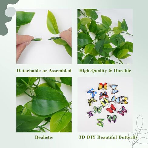 BLEUM CADE Fake Hanging Plants, 2pcs Artificial Hanging Plant, Faux Pothos Vines Hanging Plant Greenery for Wall Home Living Room Indoor Outdoor Decor (No Baskets) in Saudi Arabia