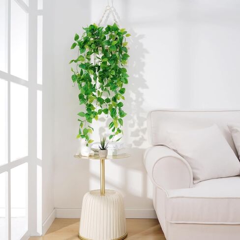 BLEUM CADE Fake Hanging Plants, 2pcs Artificial Hanging Plant, Faux Pothos Vines Hanging Plant Greenery for Wall Home Living Room Indoor Outdoor Decor (No Baskets) in Saudi Arabia