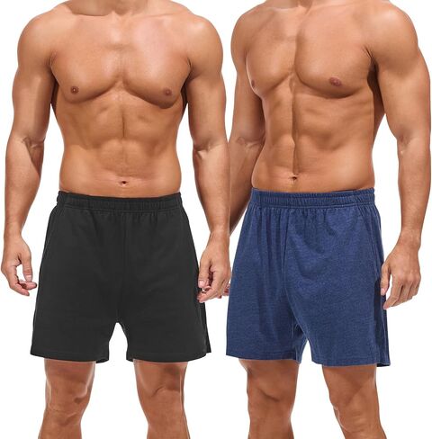 Mens Pajamas Bottoms 4 Inch Cotton Loose Lounge Sleep Shorts Comfy Breathable Sleepwear with Pockets in Saudi Arabia