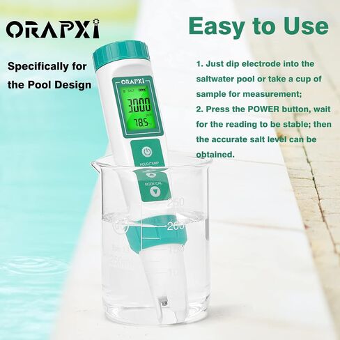 Pool pH Meter and Salinity Tester 6 in 1 Salinity pH ORP TDS EC and Temp Tester pH and Salt Meter Saltwater Pool Test Kit for Swimming Pool Hot Tubs and Spas in Saudi Arabia