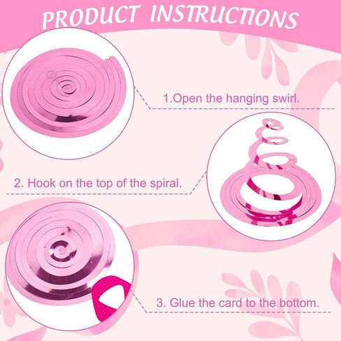 Whaline Breast Cancer Awareness Hanging Swirls Glitter Pink Ribbon Ceiling Spiral Streamers Hanging Ornaments for Home Party Wall Decoration Supplies, 18 Pcs in Saudi Arabia