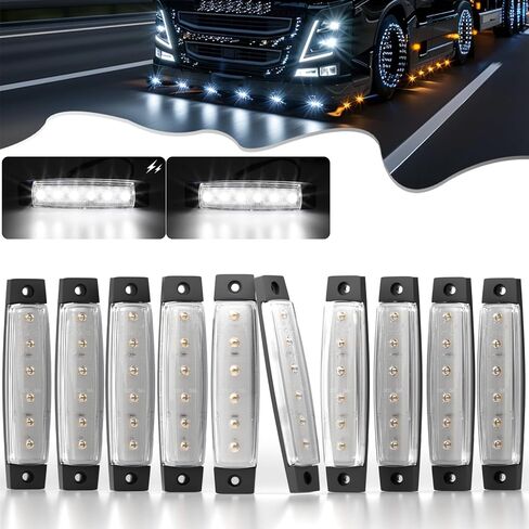 PSEQT 3.8'' Strobe+Steady Marker LED Rock Strip Lights Strip Blue Car Exterior Underglow Wheel Fender Well Lighting Kits Waterproof for Golf Cart Wrangler Offroad Truck RV UTV ATV Snowmobile (10Pcs) in Saudi Arabia
