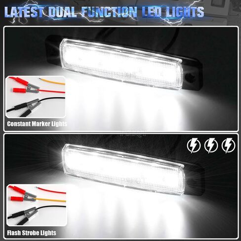 PSEQT 3.8'' Strobe+Steady Marker LED Rock Strip Lights Strip Blue Car Exterior Underglow Wheel Fender Well Lighting Kits Waterproof for Golf Cart Wrangler Offroad Truck RV UTV ATV Snowmobile (10Pcs) in Saudi Arabia