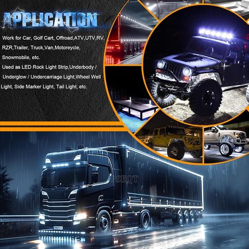 PSEQT 3.8'' Strobe+Steady Marker LED Rock Strip Lights Strip Blue Car Exterior Underglow Wheel Fender Well Lighting Kits Waterproof for Golf Cart Wrangler Offroad Truck RV UTV ATV Snowmobile (10Pcs) in Saudi Arabia