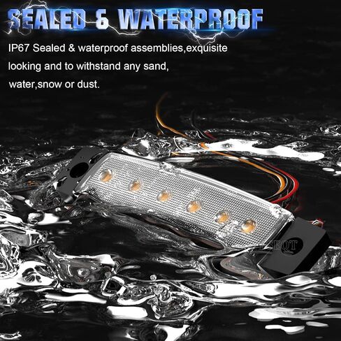 PSEQT 3.8'' Strobe+Steady Marker LED Rock Strip Lights Strip Blue Car Exterior Underglow Wheel Fender Well Lighting Kits Waterproof for Golf Cart Wrangler Offroad Truck RV UTV ATV Snowmobile (10Pcs) in Saudi Arabia