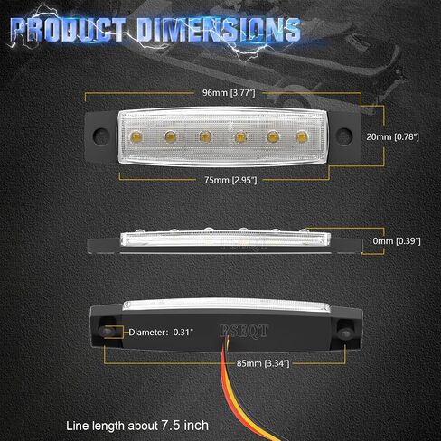 PSEQT 3.8'' Strobe+Steady Marker LED Rock Strip Lights Strip Blue Car Exterior Underglow Wheel Fender Well Lighting Kits Waterproof for Golf Cart Wrangler Offroad Truck RV UTV ATV Snowmobile (10Pcs) in Saudi Arabia