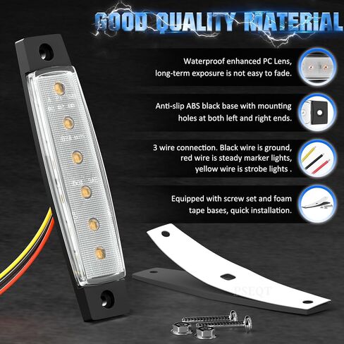 PSEQT 3.8'' Strobe+Steady Marker LED Rock Strip Lights Strip Blue Car Exterior Underglow Wheel Fender Well Lighting Kits Waterproof for Golf Cart Wrangler Offroad Truck RV UTV ATV Snowmobile (10Pcs) in Saudi Arabia