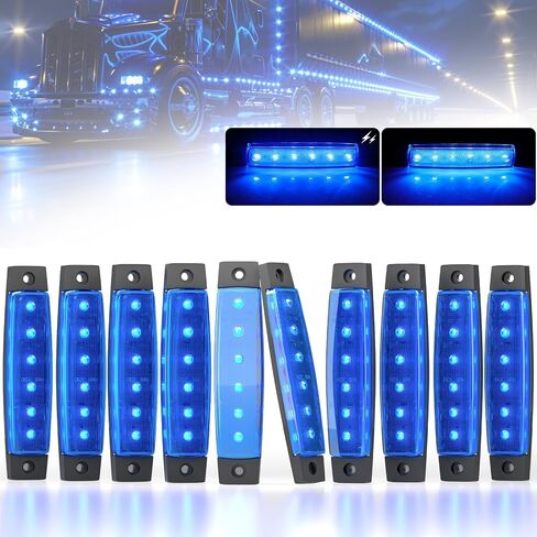 PSEQT 3.8'' Strobe+Steady Marker LED Rock Strip Lights Strip Blue Car Exterior Underglow Wheel Fender Well Lighting Kits Waterproof for Golf Cart Wrangler Offroad Truck RV UTV ATV Snowmobile (10Pcs) in Saudi Arabia