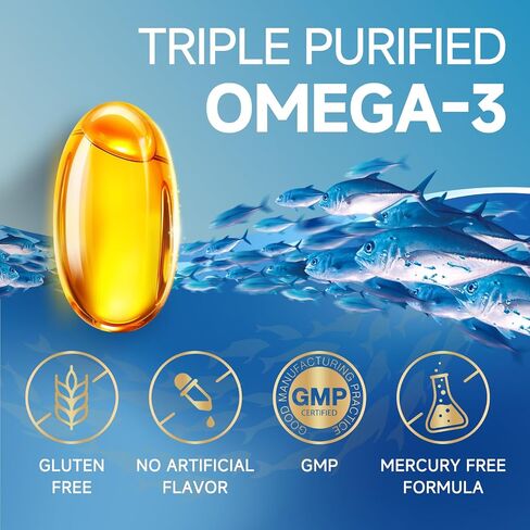 Triple Strength Omega-3 Fish Oil 2000mg with Vitamin E – Ultra High-Potency EPA, DHA & DPA Fatty Acids – Supports Heart, Brain, Eye, Skin & Immune Health – Non-GMO, 120 Softgels in Saudi Arabia
