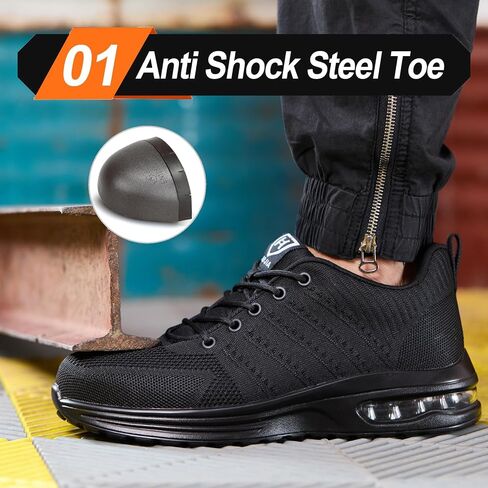 Steel Toe Shoes for Men Women Comfortable Breathable Safety Work Shoes Lightweight Indestructible Puncture Proof Steel Toe Sneakers in Saudi Arabia