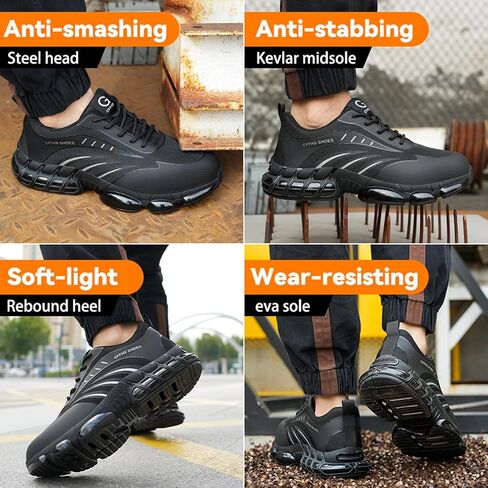 Steel Toe Shoes for Men Women Comfortable Breathable Safety Work Shoes Lightweight Indestructible Puncture Proof Steel Toe Sneakers in Saudi Arabia