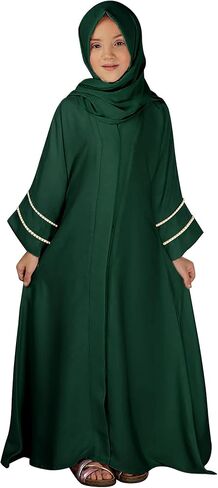 IDOPIP Muslim Dress for Girls Islamic Prayer Abaya Long Sleeve Cardigan Kaftan Robe Dresses with Hijab Ramadan Dubai Outfits in Kuwait
