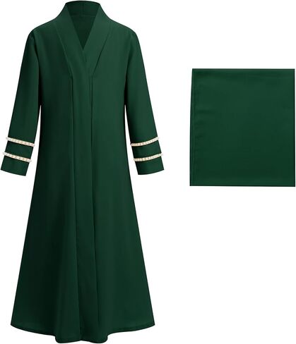 IDOPIP Muslim Dress for Girls Islamic Prayer Abaya Long Sleeve Cardigan Kaftan Robe Dresses with Hijab Ramadan Dubai Outfits in Kuwait